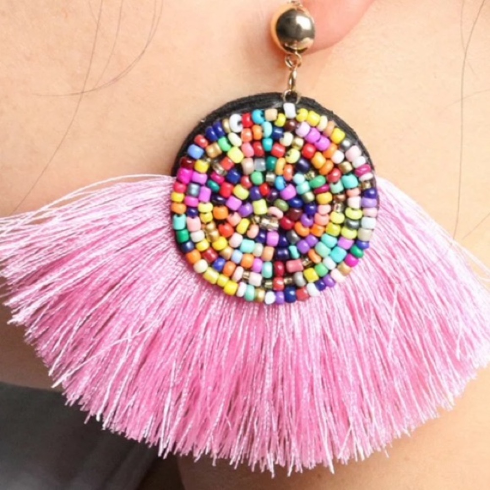 Pink boho chic earrings